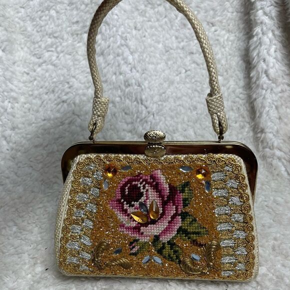 Awesome Vtg 50s CARON OF HOUSTON TEXAS Hand Crafted Sequins & Baubles Purse. - Picture 1 of 11
